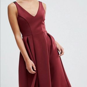 ASOS PETITE high apex seamed scuba midi dress